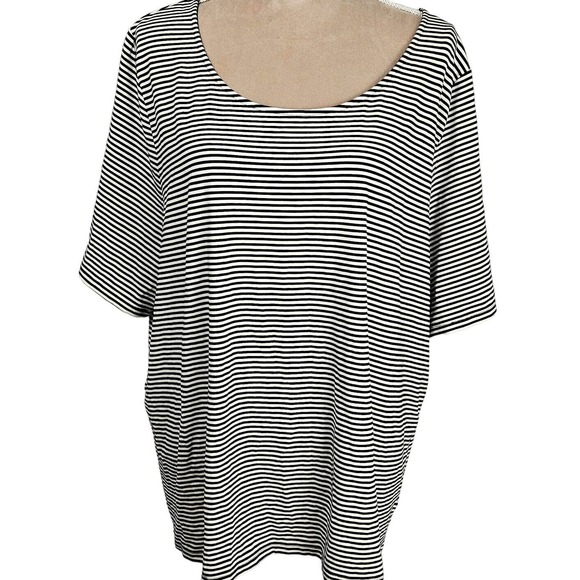 Talbots Tops - Talbots‎ Womens Sz 3x Top Black/ White Striped Short Sleeve TShirt Casual Basic